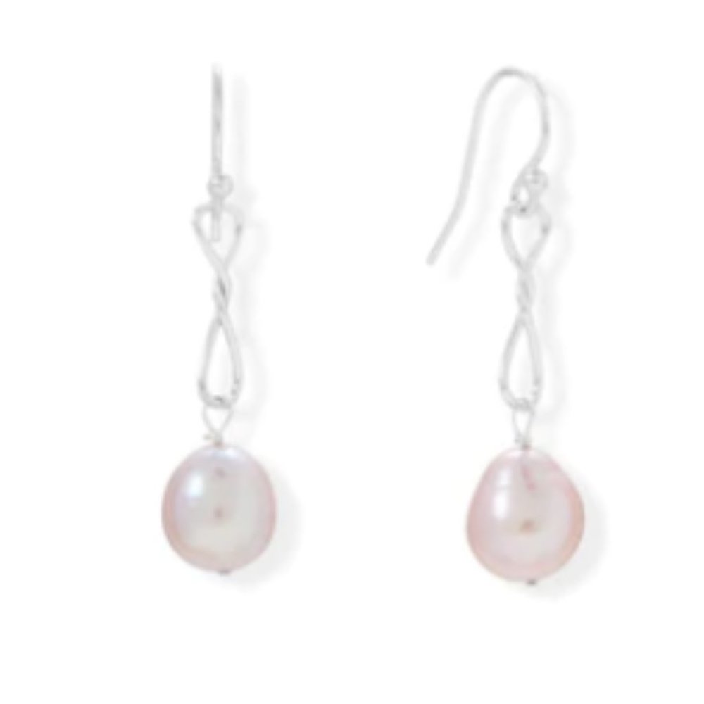 9-10mm Natural Color Cultured Freshwater Rice Pearl Earrings